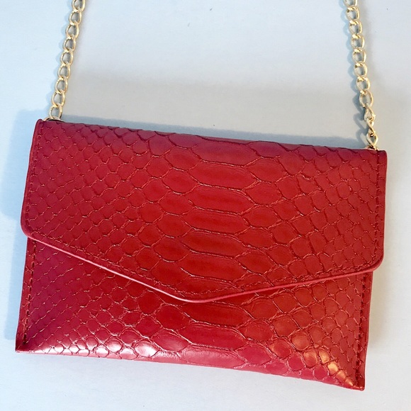 Ava / Kris Meg Ruby Red Snake Purse - Picture 2 of 6